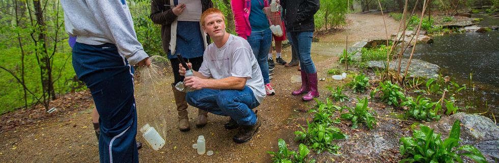 Environment and Sustainability Students on the preserve